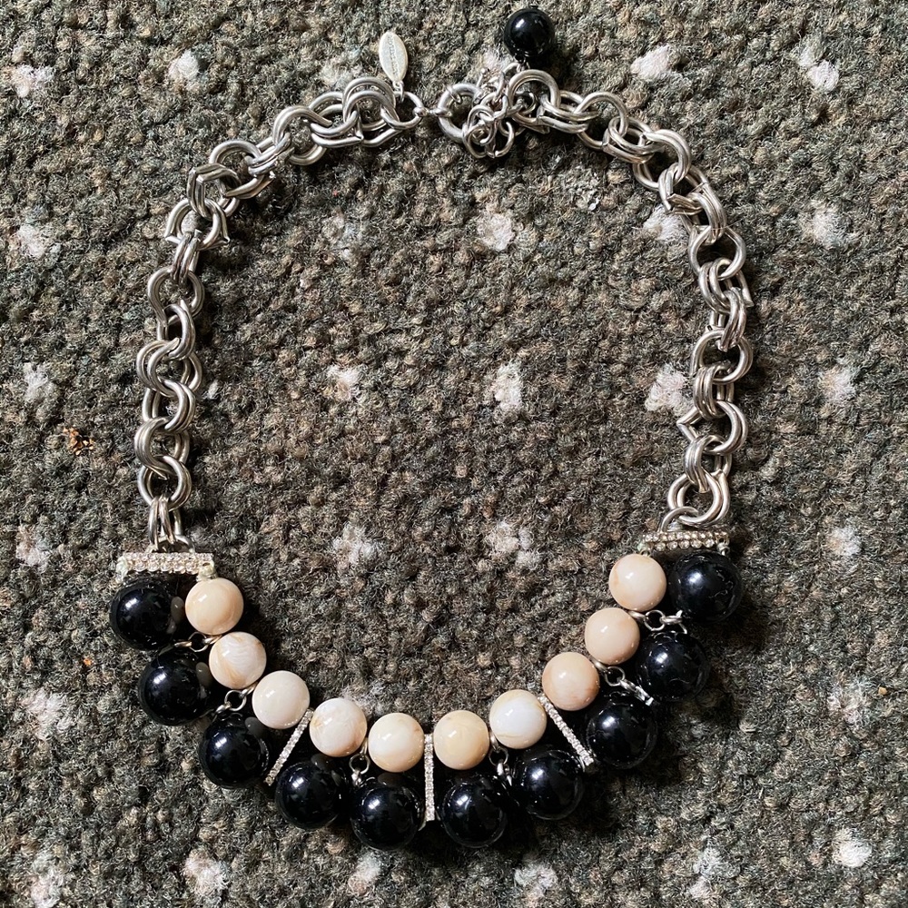 ANN TAYLOR Pearl chain statement necklace